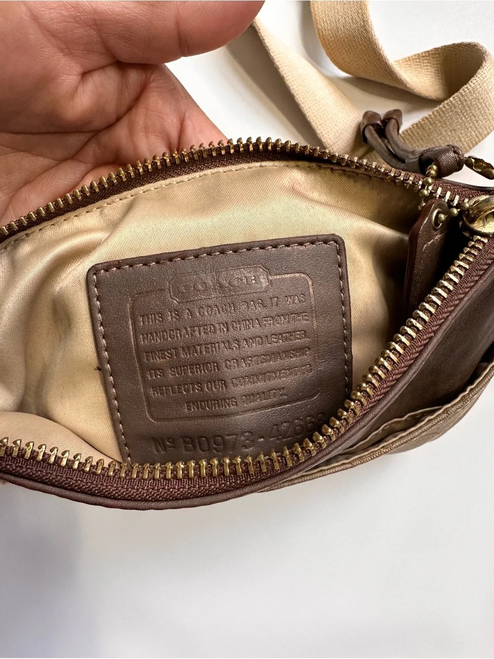 Coach strap zip leather